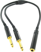 Cordial CFY 0,3 GPP кабель Y-адаптер моно-джек 6,3 мм female/2xмоно-джек 6,3 мм male, 0,3 м, черный